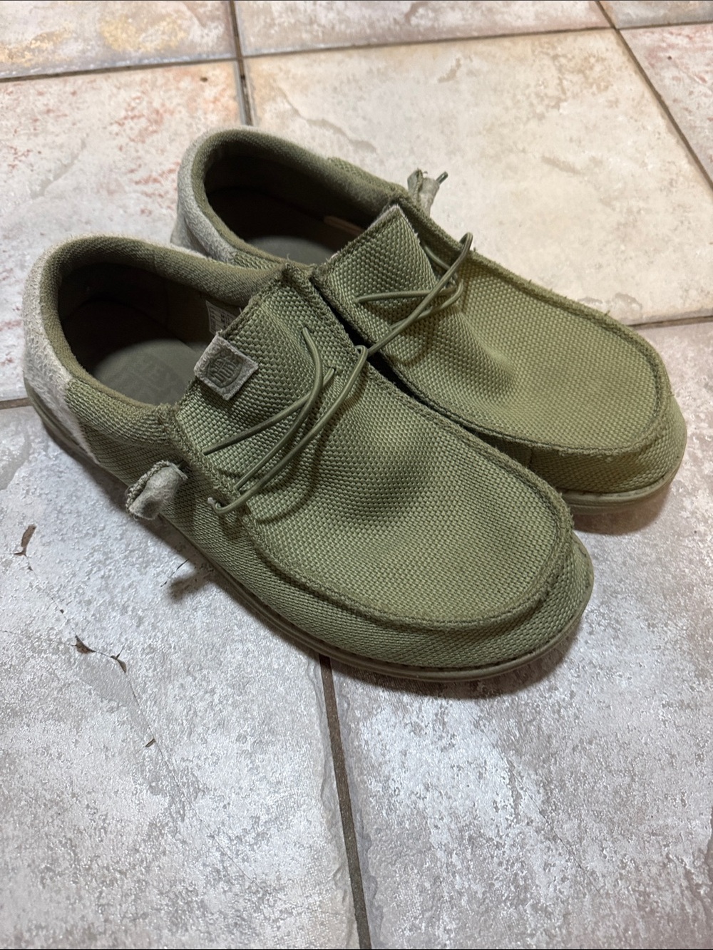 Hey Dude Olive Canvas Slip-On Loafers